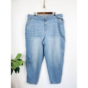 Eloquii Denim High Waisted Light Wash Belted Jeans Sz 22